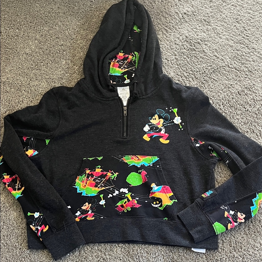Disney Electric Parade Multicolor Mickey Mouse cropped  hoodie